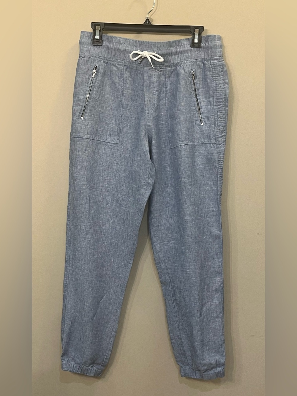 Athleta Cabo Linen Jogger blue, pockets elastic waist athleisure 6 - Picture 2 of 7